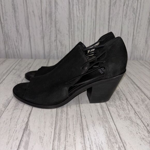 Womens Size 8 Eileen Fisher Nikki Peep Toe Suede Heels Black EUC - Picture 3 of 6